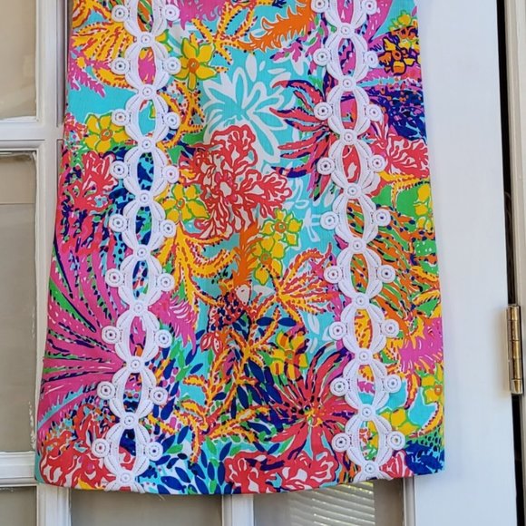 Lilly Pulitzer Floral Lace Detail Front Keyhole Sleeveless Dress Size 4 - Picture 3 of 8